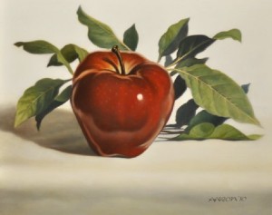 Red Apple and Leaves